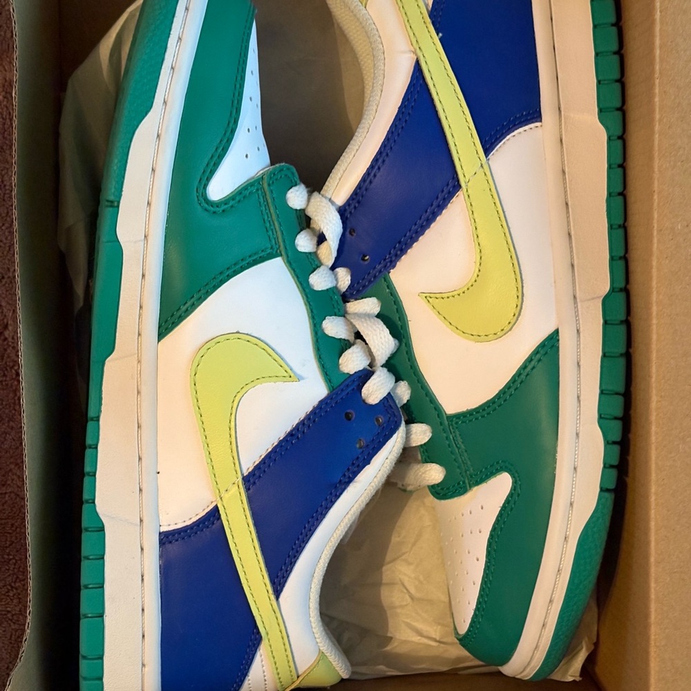 Nike Blue and Green Sneakers with Yellow Accents